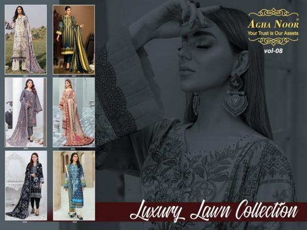 Agha Noor Vol-8 Lawn Designer Exclusive Dress Material